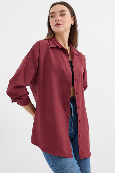 Cămașă lungă 3900 Oversize - Prună