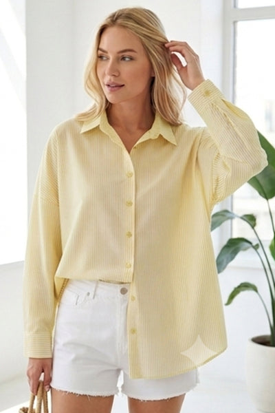 3900 Oversize Uzun Basic Gömlek - Y.Sarı