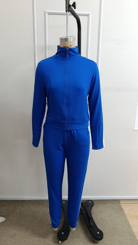 Set de două piese pentru femei, din viscoză, cu două fire, bluză și pantaloni, cu mânecă lungă și fermoar frontal, 39243