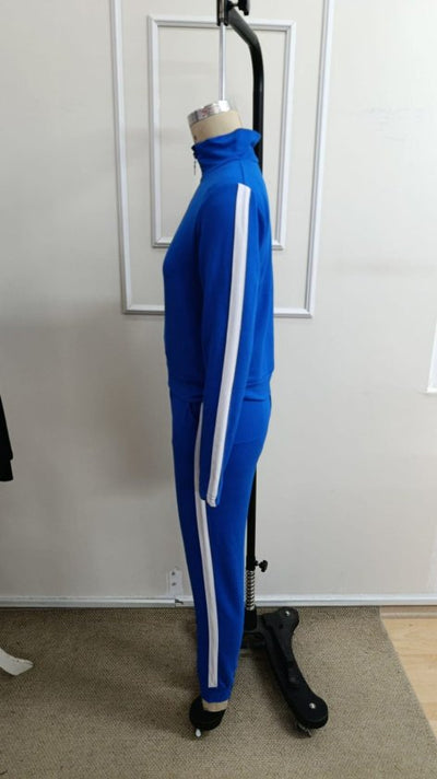 Set de două piese pentru femei, din viscoză, cu două fire, bluză și pantaloni, cu mânecă lungă și fermoar frontal, 39243