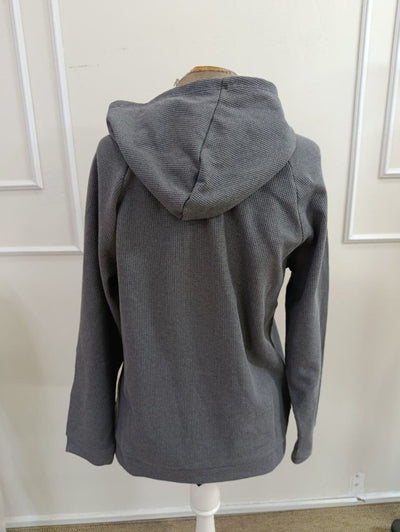 Kadın Uzun Kollu Asımetrık Kapson Detaylı Düğmeli Kanguru Cep Detaylı Waffle Bluz, 39326
