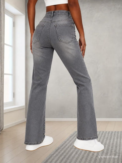 Women's High-Waisted Jeans with Pocket Detail, 39341