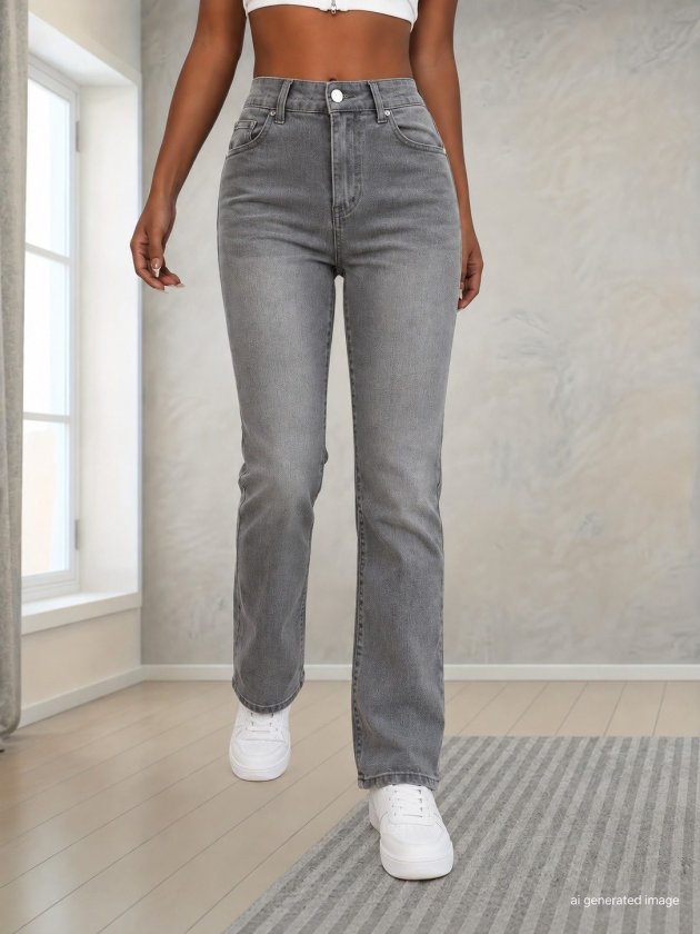 Women's High-Waisted Jeans with Pocket Detail, 39341