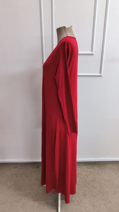 Rochie lungă din viscoză pentru femei, cu mânecă lungă și decolteu în V, 39361
