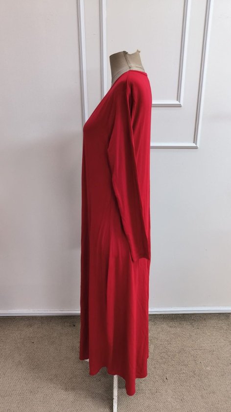 Rochie lungă din viscoză pentru femei, cu mânecă lungă și decolteu în V, 39361