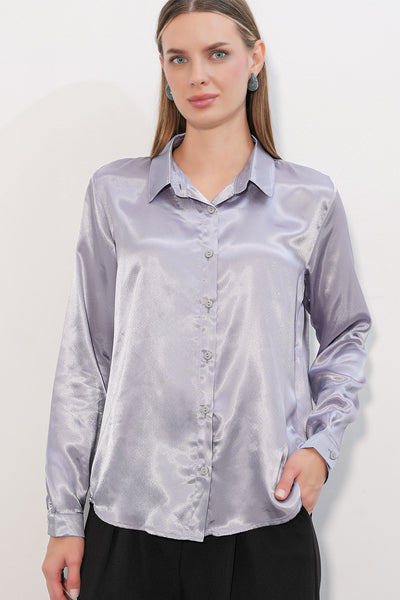 3964 Cămașă Satin Ușor Curgător - Lilac