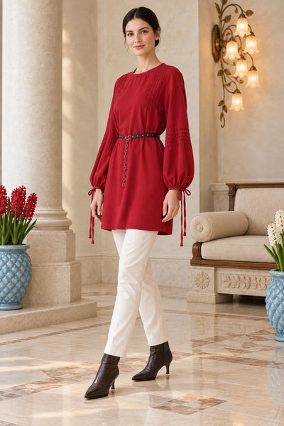 Nervürlü Tunik Bluz 456