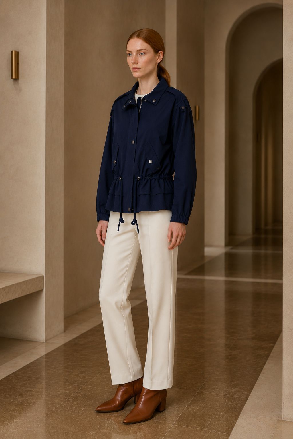 Short Raincoat with Drawstring Waist 6346