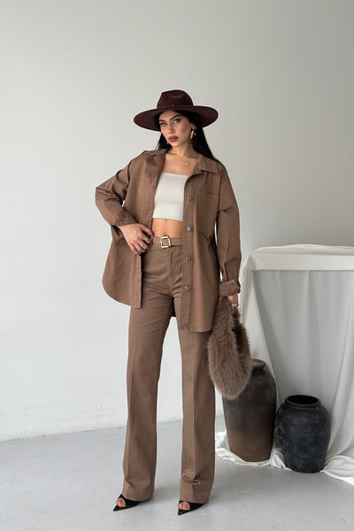Düğmeli Oversize Kot Gömlek 6080