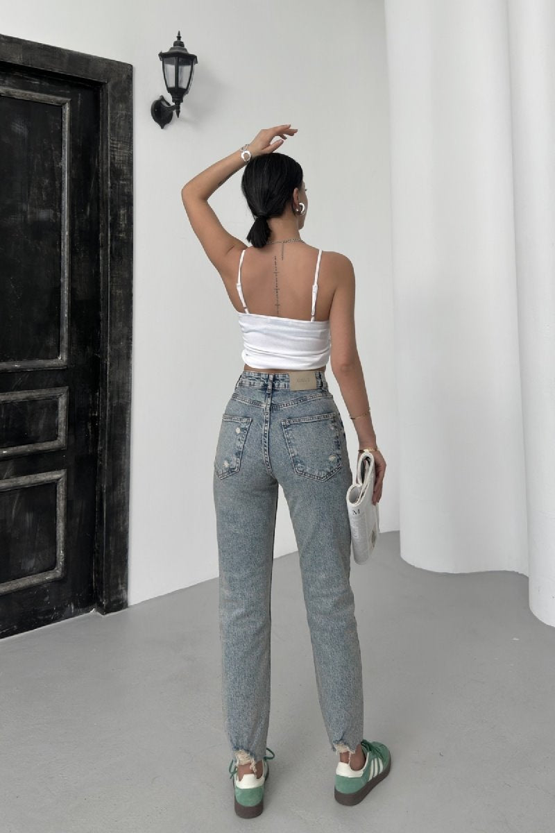 Jeans Mom Fit cu tiv despicat 884