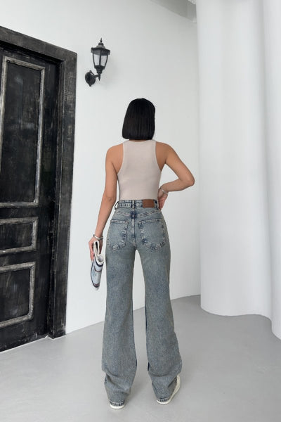 Pantalon Denim Talie Inalta Straight 7033