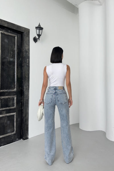 Pantalon Denim Tietura Picior Straight Fit 7070
