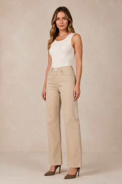 Pantaloni blugi largi cu manșete cusute Relax 7026