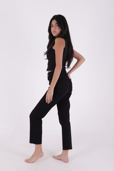 Pantaloni Denim Mom Fit cu Crac fara Cusaturi 764