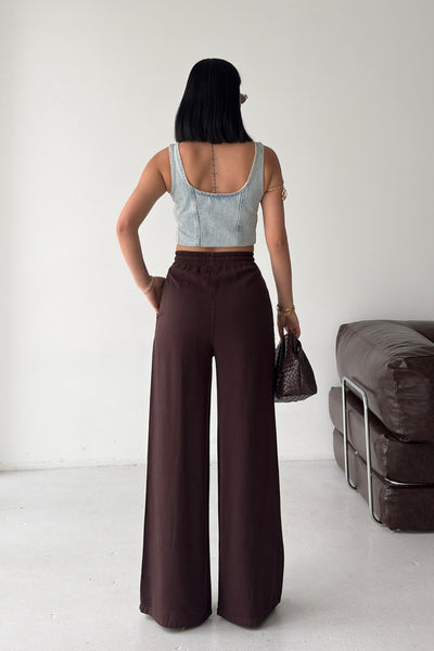 Pantaloni Palazzo cu Talie Elastica HS708