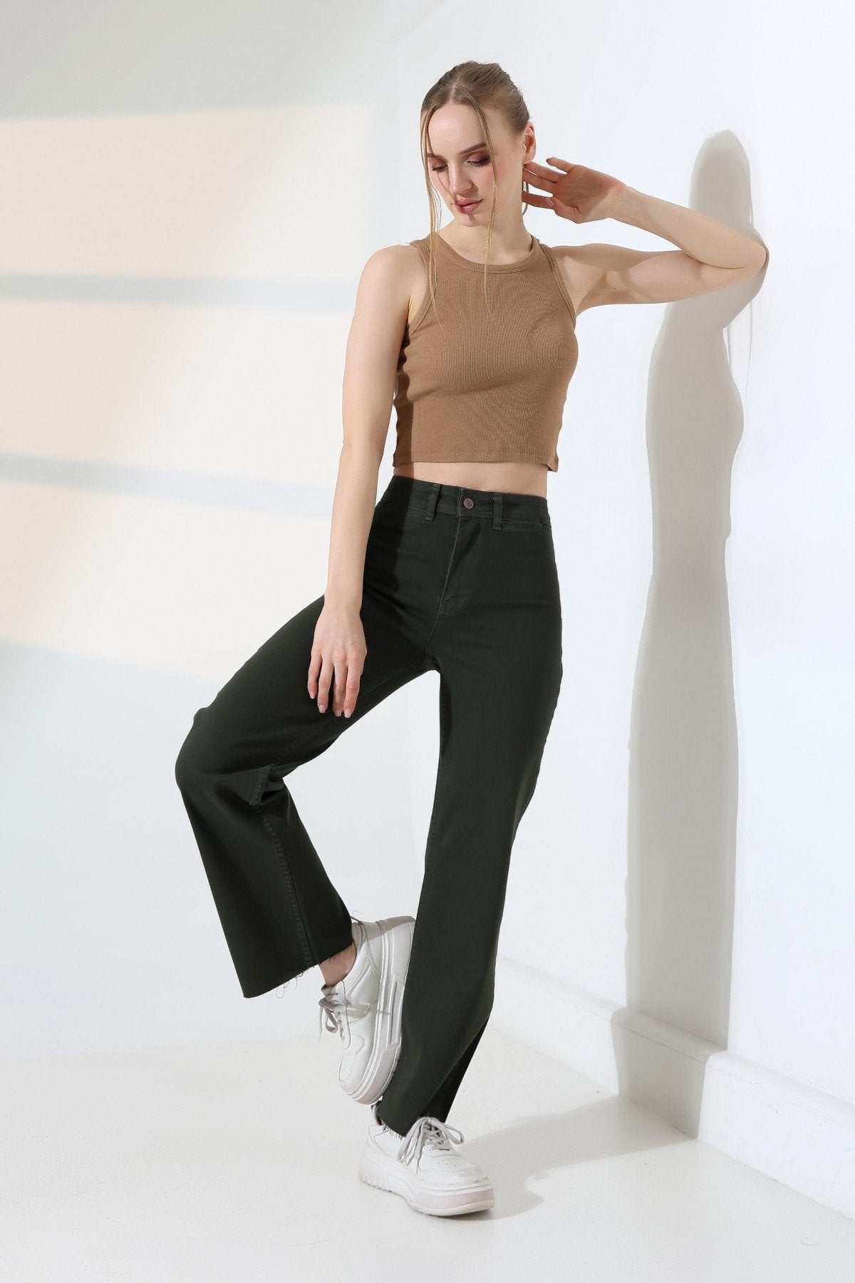 Pantalon Denim Palazzo cu Buzunare Decorative 1710