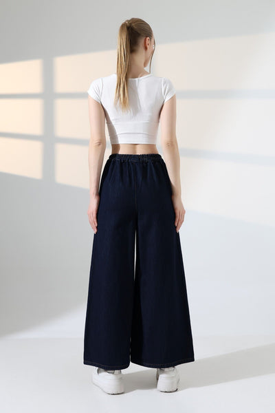 Pantaloni Denim Évazati cu Talie Elastică Spate 7120