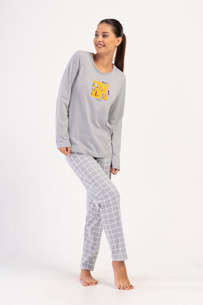KADIN P.SUPREM O YAKA UZUN KOL ETEGI OVAL PIJAMA TAKIM - TAS
