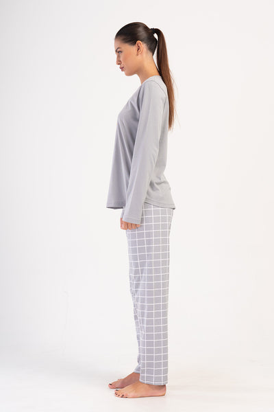 KADIN P.SUPREM O YAKA UZUN KOL ETEGI OVAL PIJAMA TAKIM - TAS
