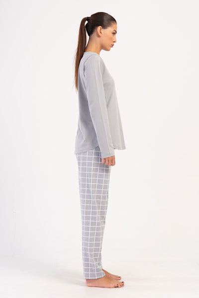 KADIN P.SUPREM O YAKA UZUN KOL ETEGI OVAL PIJAMA TAKIM - TAS