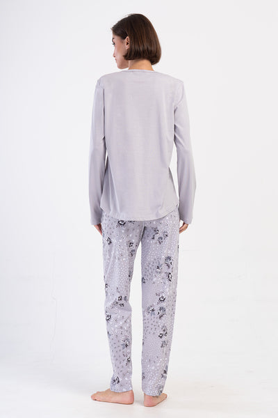 SET PIJAMALE FEMEI P.SUPREM XXL CU GAT ROTUND SI MANECA LUNGA SI TIV OVAL - DESIGN