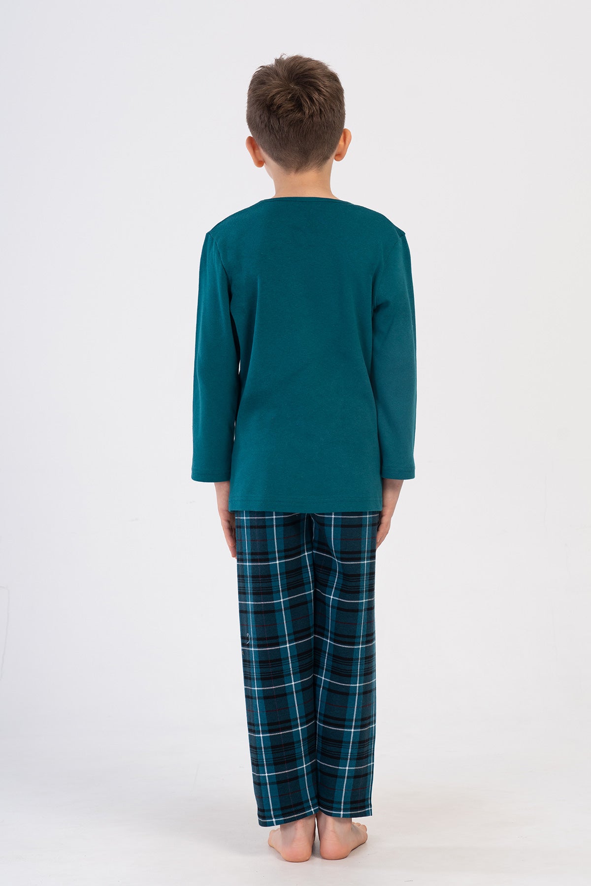 SET PIJAMALE BĂIEȚI INTERLOC, GULER ROTUND, MÂNECĂ LUNGĂ (7-8/13-14) - ZUMRUT