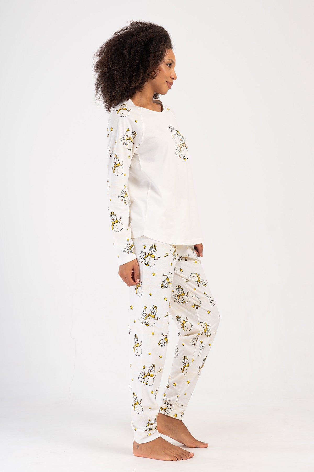 Pijama damă P.SUPREM XXL guler rotund mânecă lungă raglan tiv oval manșete – Crem