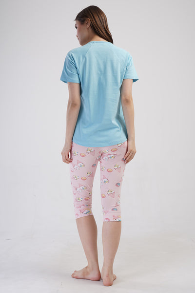 COSTUM CAPRI DAMĂ LYC SUPREM, GÂT ROTUND, MÂNECĂ SCURTĂ RAGLAN, TIV OVAL ȘI MANȘETE - BLUE ATOLL