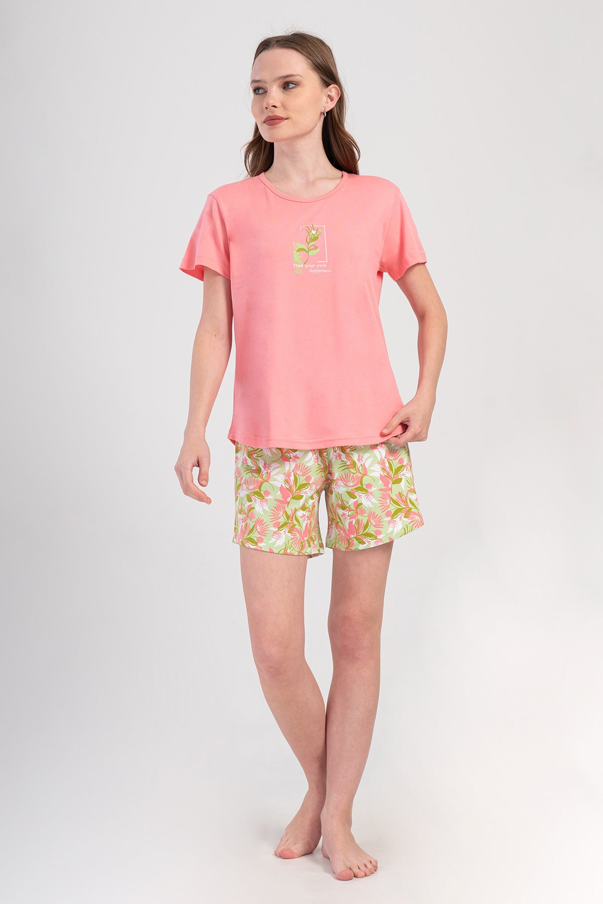 COSTUM DAMĂ P.SUPREM GULEROT, MÂNECĂ SCURTĂ, FUSTĂ OVALĂ, PANTALONI SCURȚI - COTTONPINK