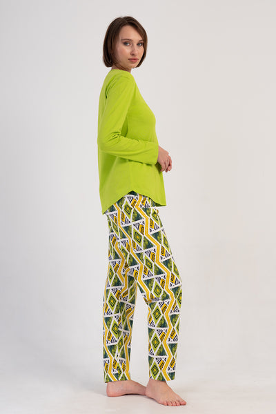 KADIN P.SUPREM O YAKA UZUN KOL ETEGI OVAL PIJAMA TAKIM - YESIL