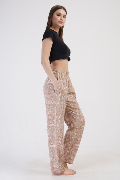 PANTALONI DE PIJAMALE DE DAMĂ DIN VÂSCOZĂ CU BUZUNARE - ROZ DESCHIS