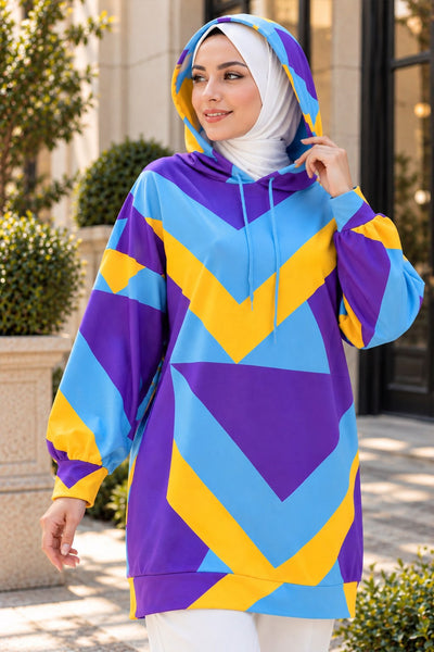 4125 Oversize Sweat Elbise - M. Mavi