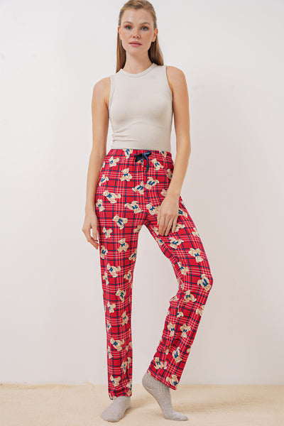 Desenli Pijama Altı - Kırmızı