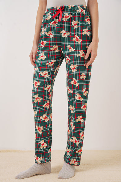 4323 Pantaloni de Pijamă Decorați - Verde Smarald