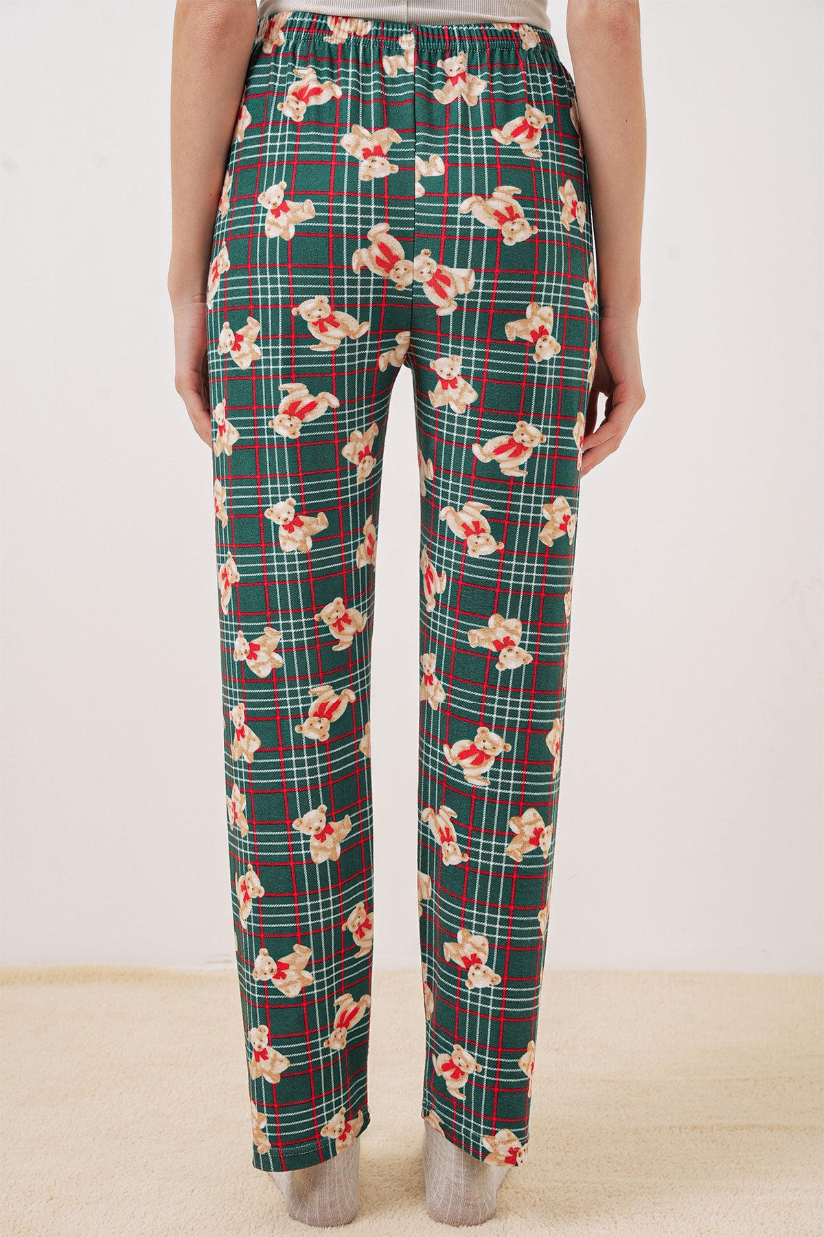4323 Pantaloni de Pijamă Decorați - Verde Smarald