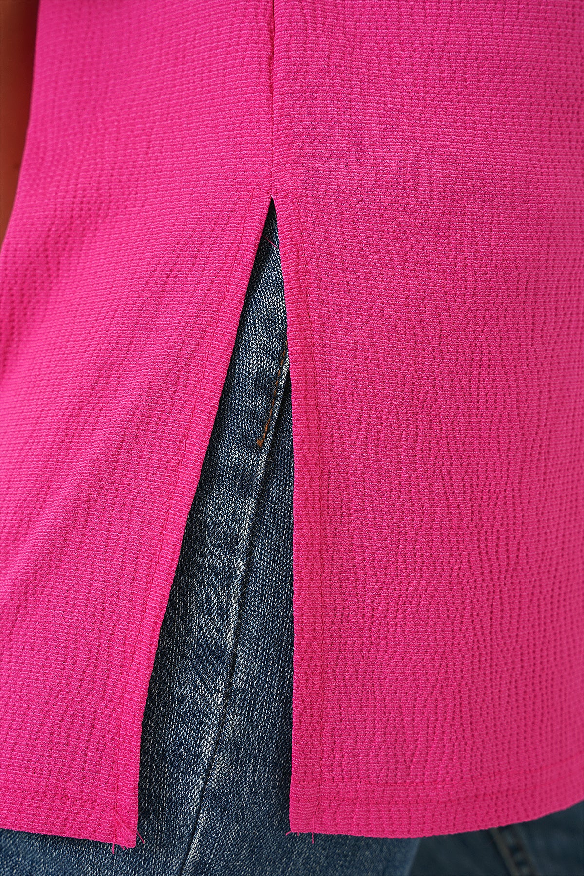 4332 Tricou Tricot cu Fante pe Laturi - Fuchsia