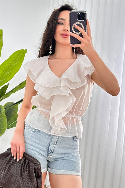 Bluza de Toptan Piatra cu Talie Elastic și Franje