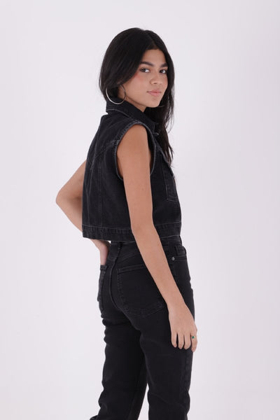 Pantaloni Denim Mom Fit cu Crac fara Cusaturi 764