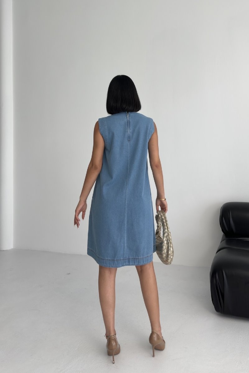Rochie Oversize Fara Maneci cu Buzunare 3043
