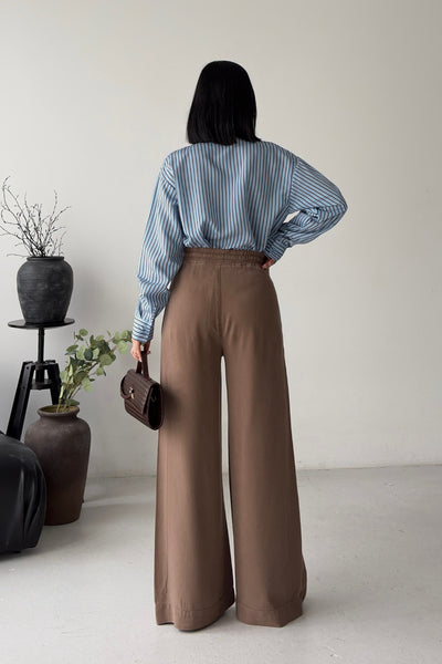 Pantaloni Palazzo cu Talie Elastică 7150
