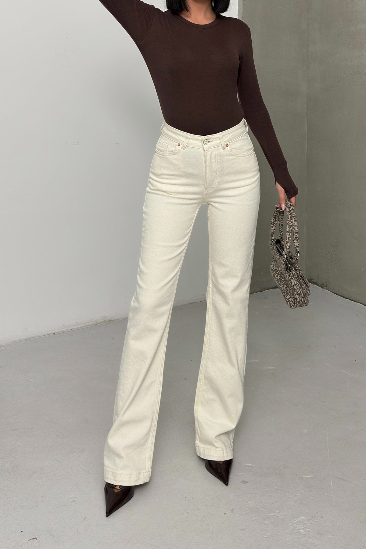 Pantalon Denim Relax Larg cu Cusaturi 7026