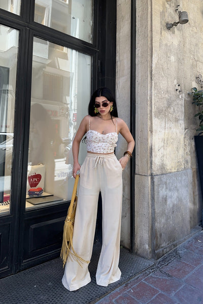 Pantaloni Palazzo cu Talie Elastica HS708