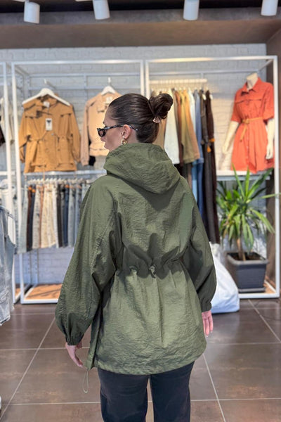 Drawstring Hooded Raincoat 6319