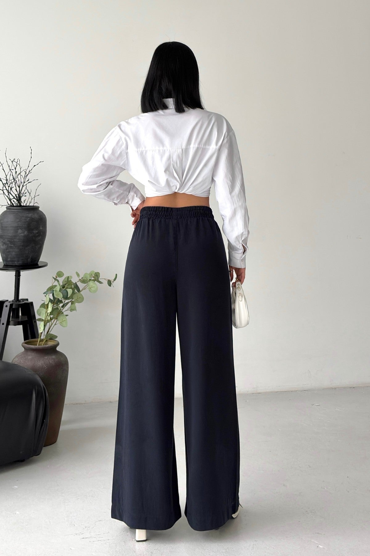 Pantaloni Palazzo cu Talie Elastică 7150