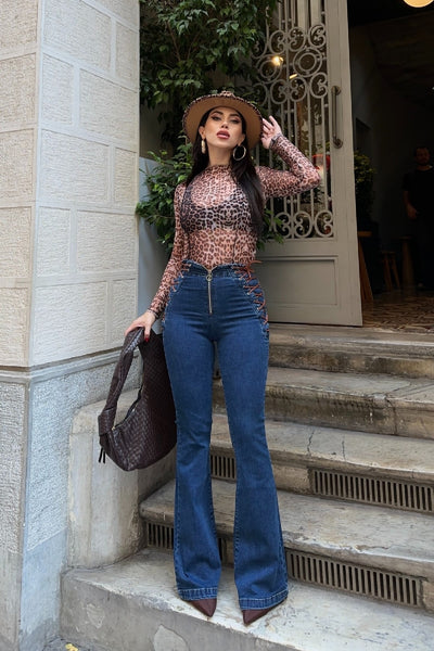 Pantalon cu Detaliu Ochi Pasare si Snur 7095