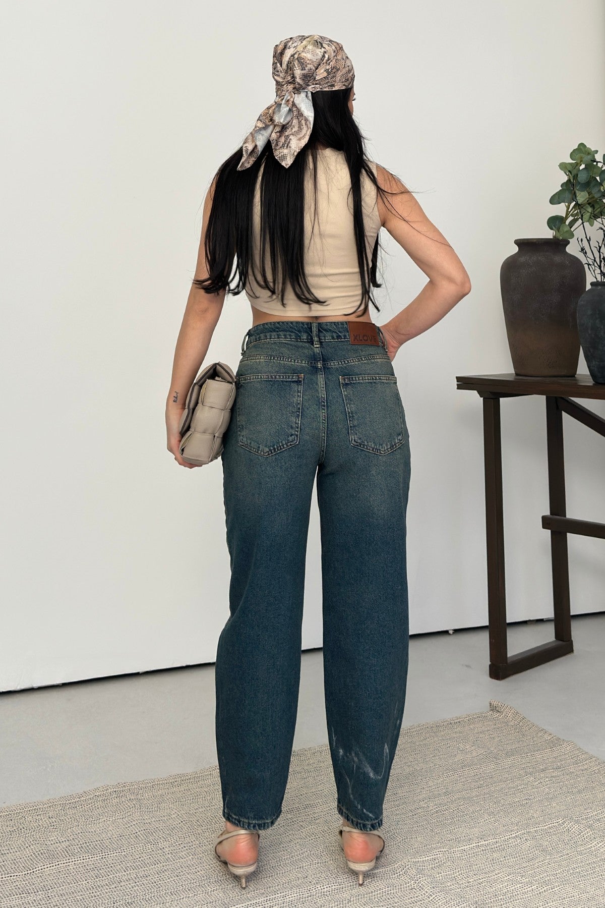 Likrasız Mom Kot Pantolon 7057