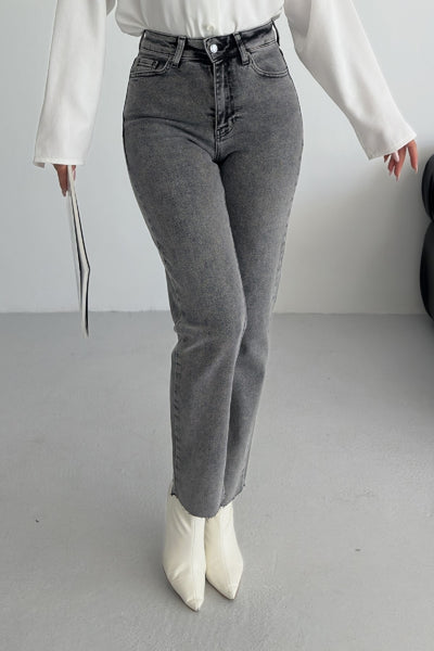 Pantaloni Denim Mom Fit cu Crac fara Cusaturi 764