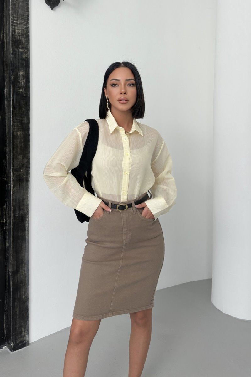 Fustă Denim Lungime Medie 1039