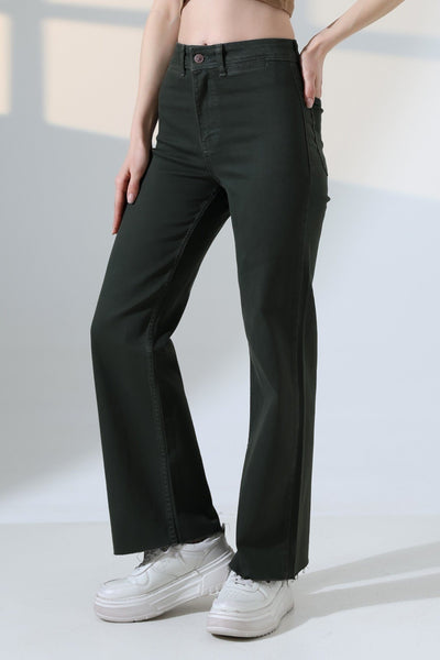 Pantalon Denim Palazzo cu Buzunare Decorative 1710