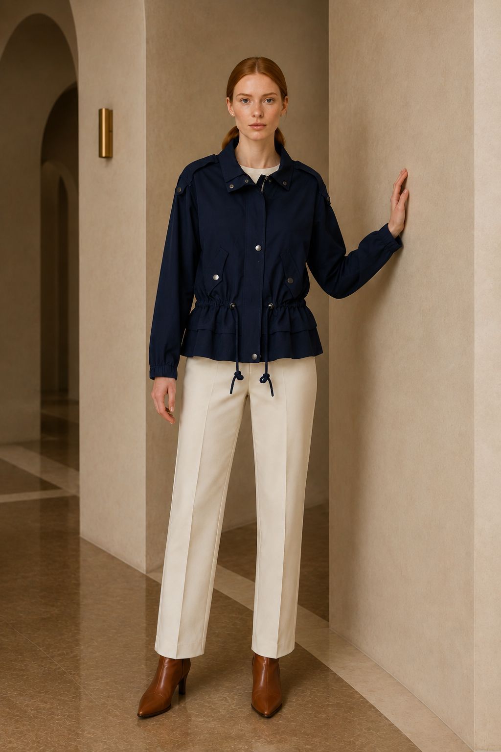 Short Raincoat with Drawstring Waist 6346